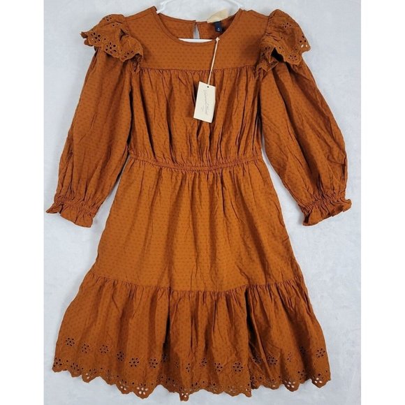 Universal Thread Women's Copper Brown Eyelet Dress Size X Small XS NWT - Picture 2 of 16